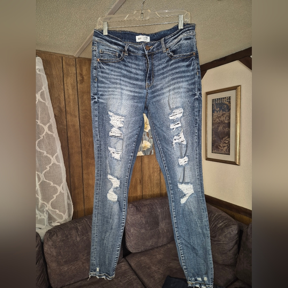 Distressed Blue Jeans